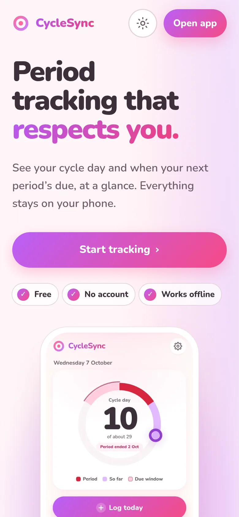 CycleSync on mobile